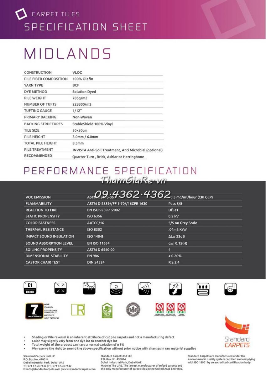 thông tin thảm Midlands nhập khẩu Dubai